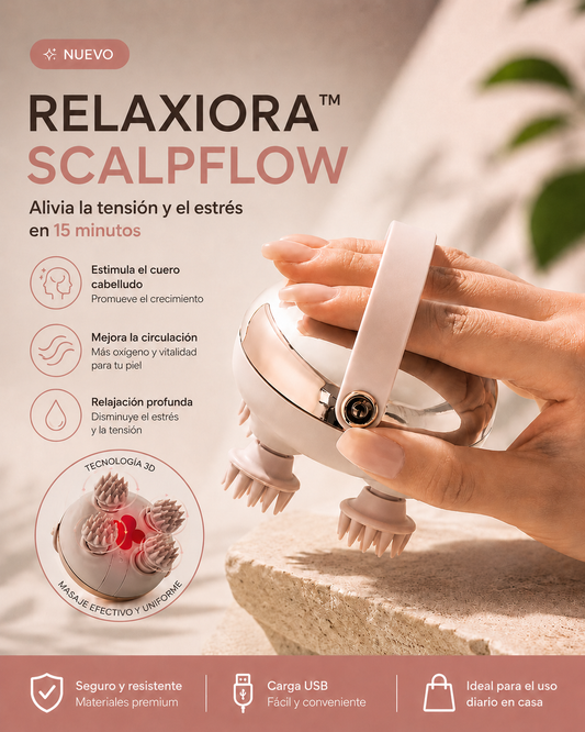 Relaxiora™ ScalpFlow — Masajeador Eléctrico de Cuero Cabelludo